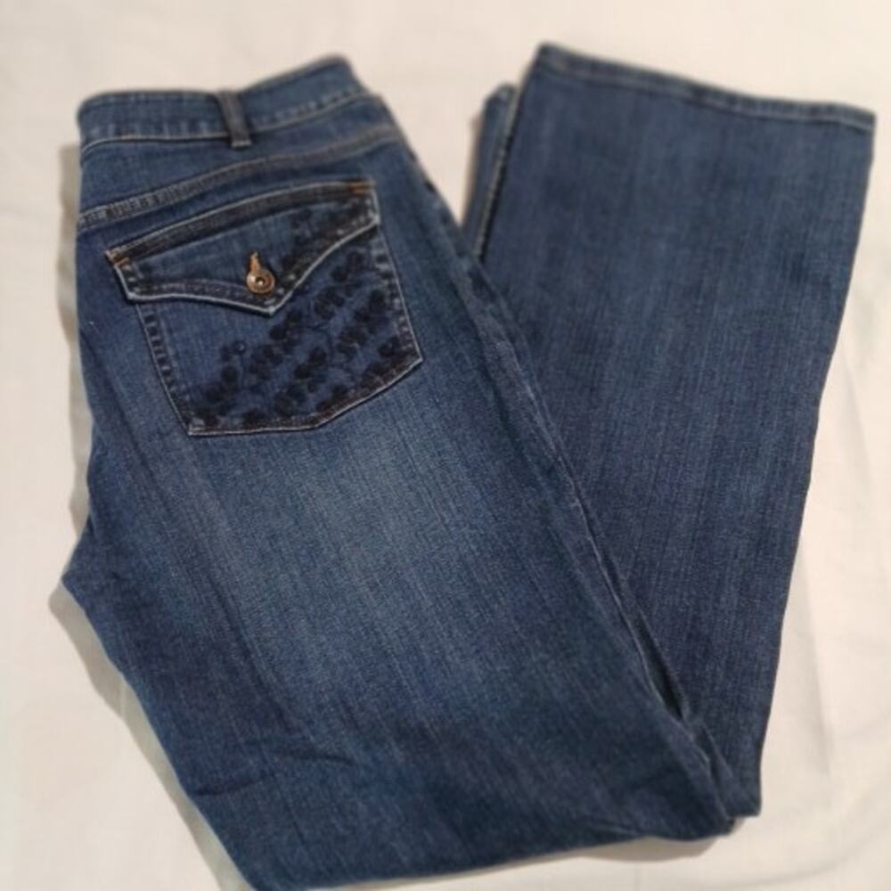 VTG Canyon River Blues women's 16 dark-wash boot-cut embellished rear pockets